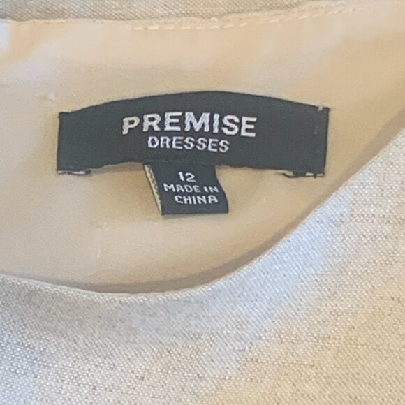 Premise Linen Blend Sleeveless Dress Embroidered Sz 12 #139A - Picture 7 of 9